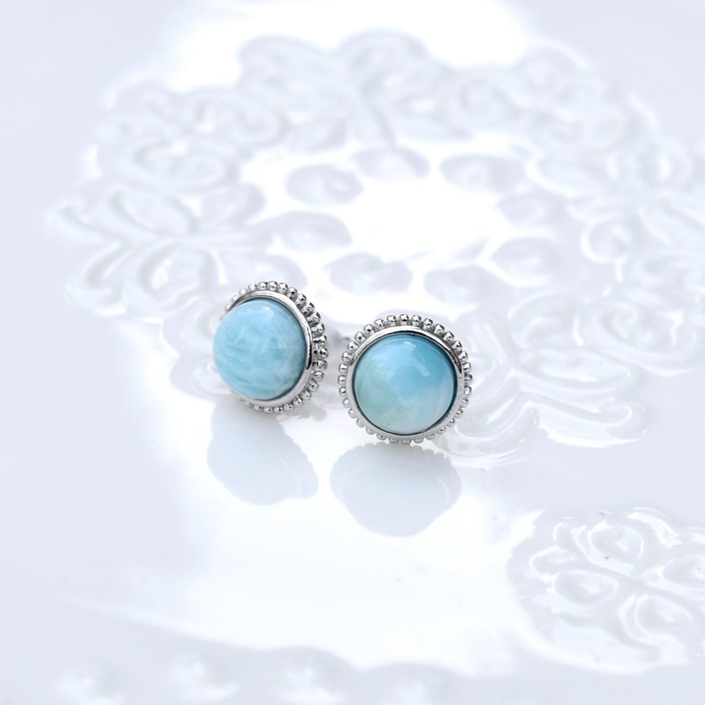 Larima Circle Cabochon Stud Earrings
