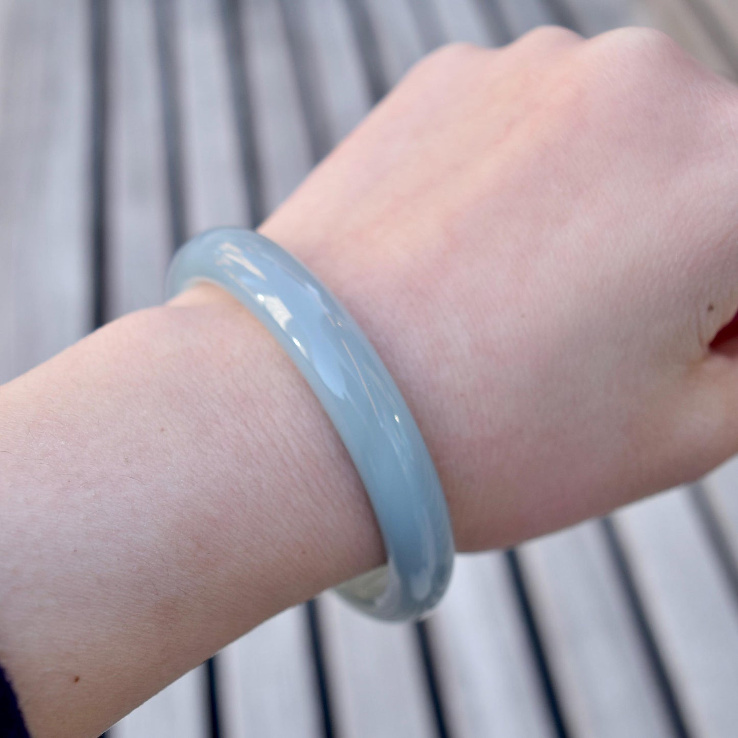 55.6 mm Blue Agate Bangle Bracelet