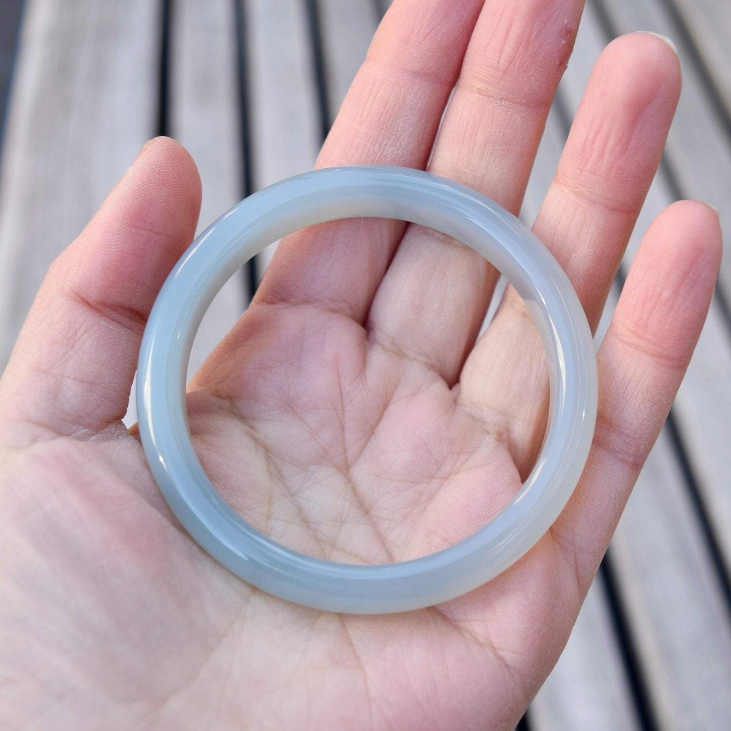 55.6 mm Blue Agate Bangle Bracelet