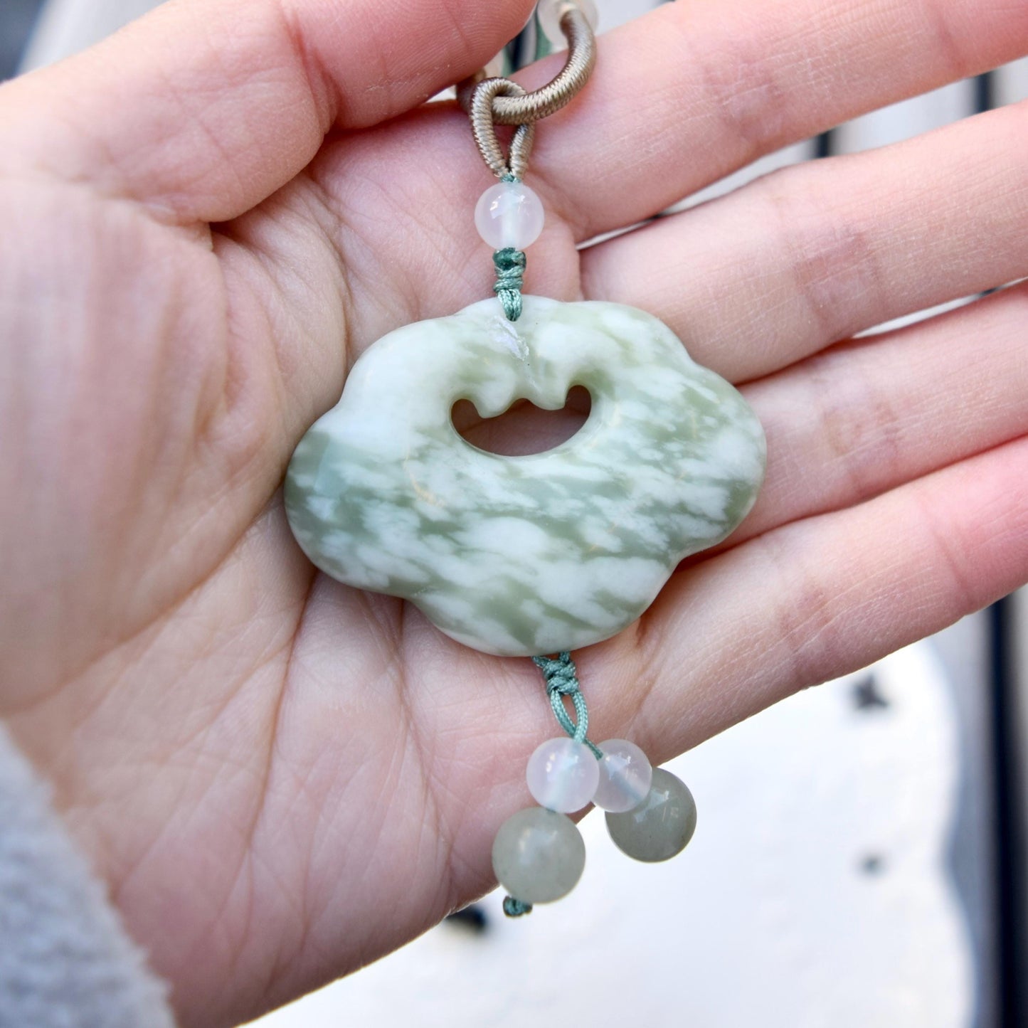 Ruyi Cloud Lock Jade Pendant Necklace - 如意祥雲锁
