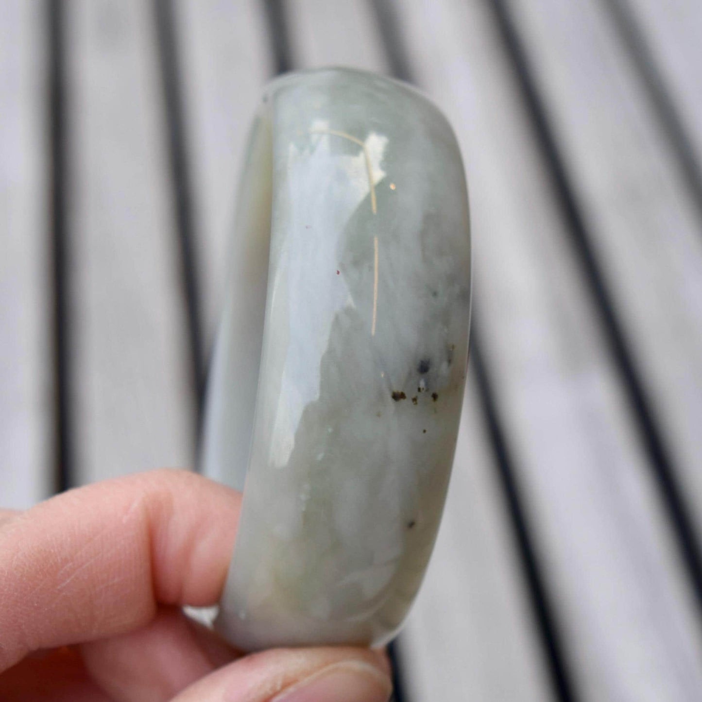 54.6 mm Natural Jade Bangle Bracelet - White