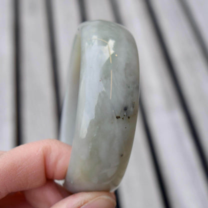 54.6 mm Natural Jade Bangle Bracelet - White