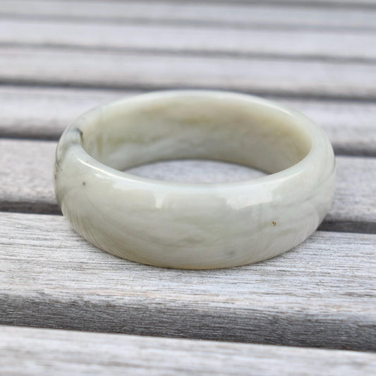 54.6 mm Natural Jade Bangle Bracelet - White