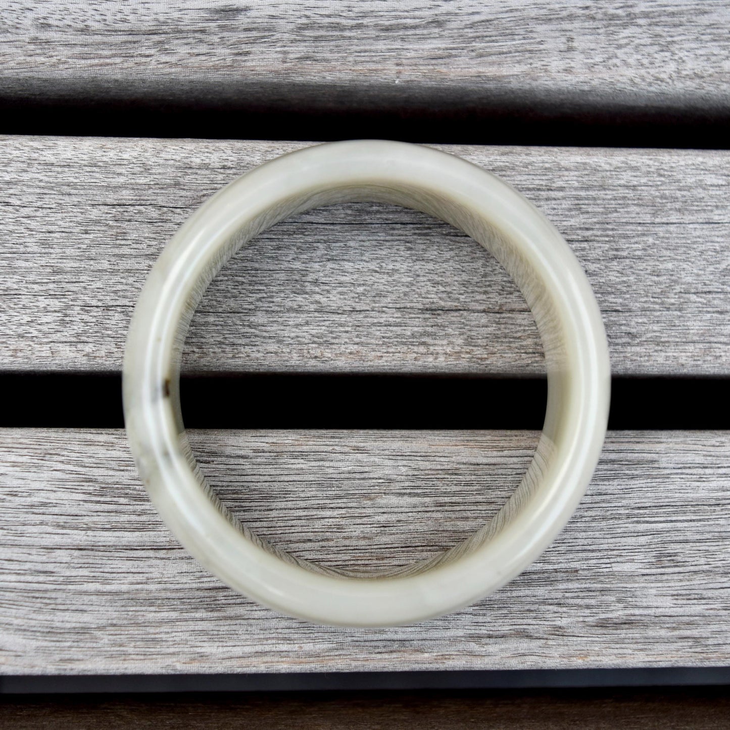54.6 mm Natural Jade Bangle Bracelet - White