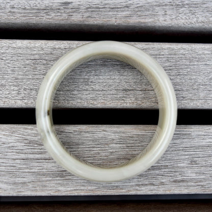 54.6 mm Natural Jade Bangle Bracelet - White