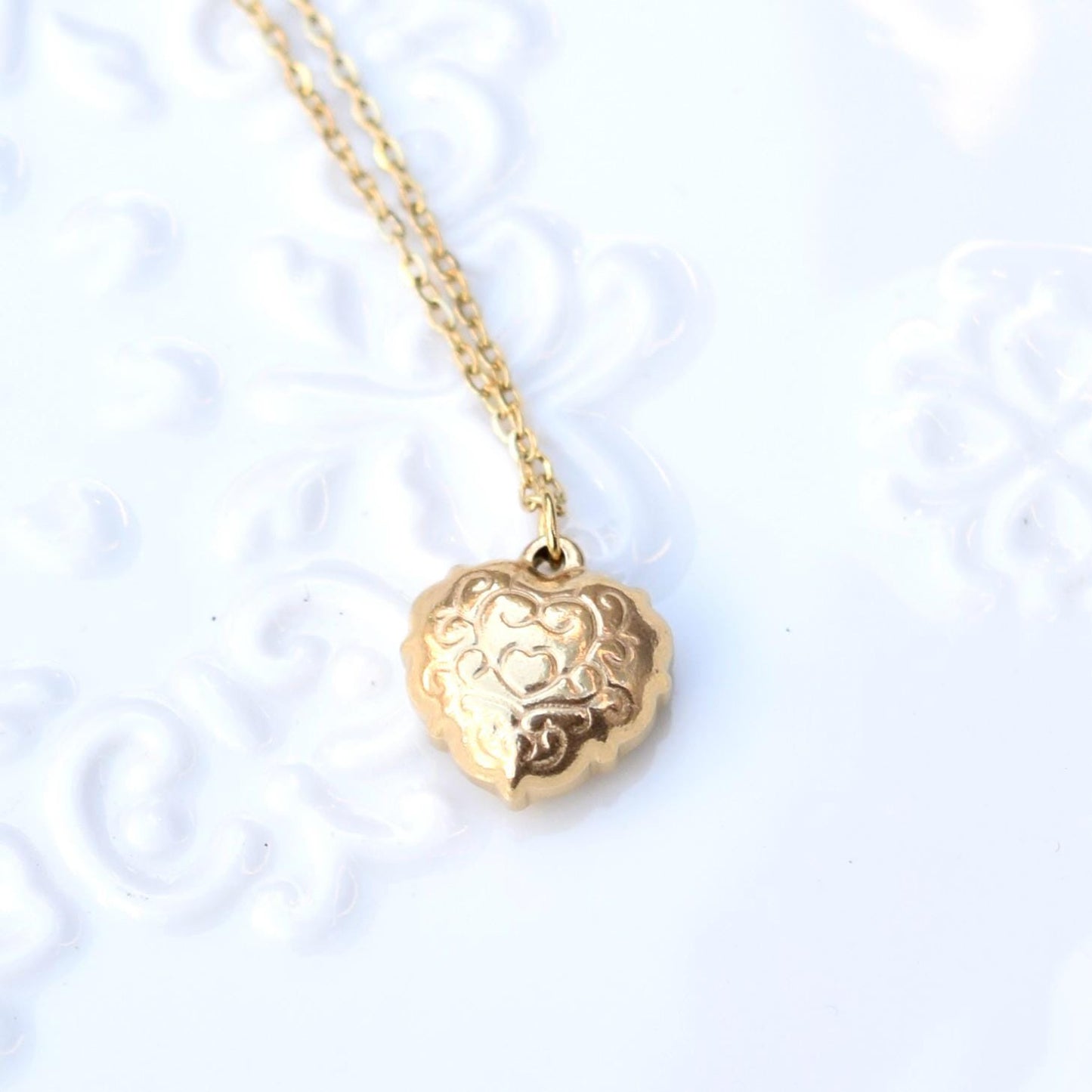 Shell Butterfly Heart Charm Golden Necklace - Vintage Style