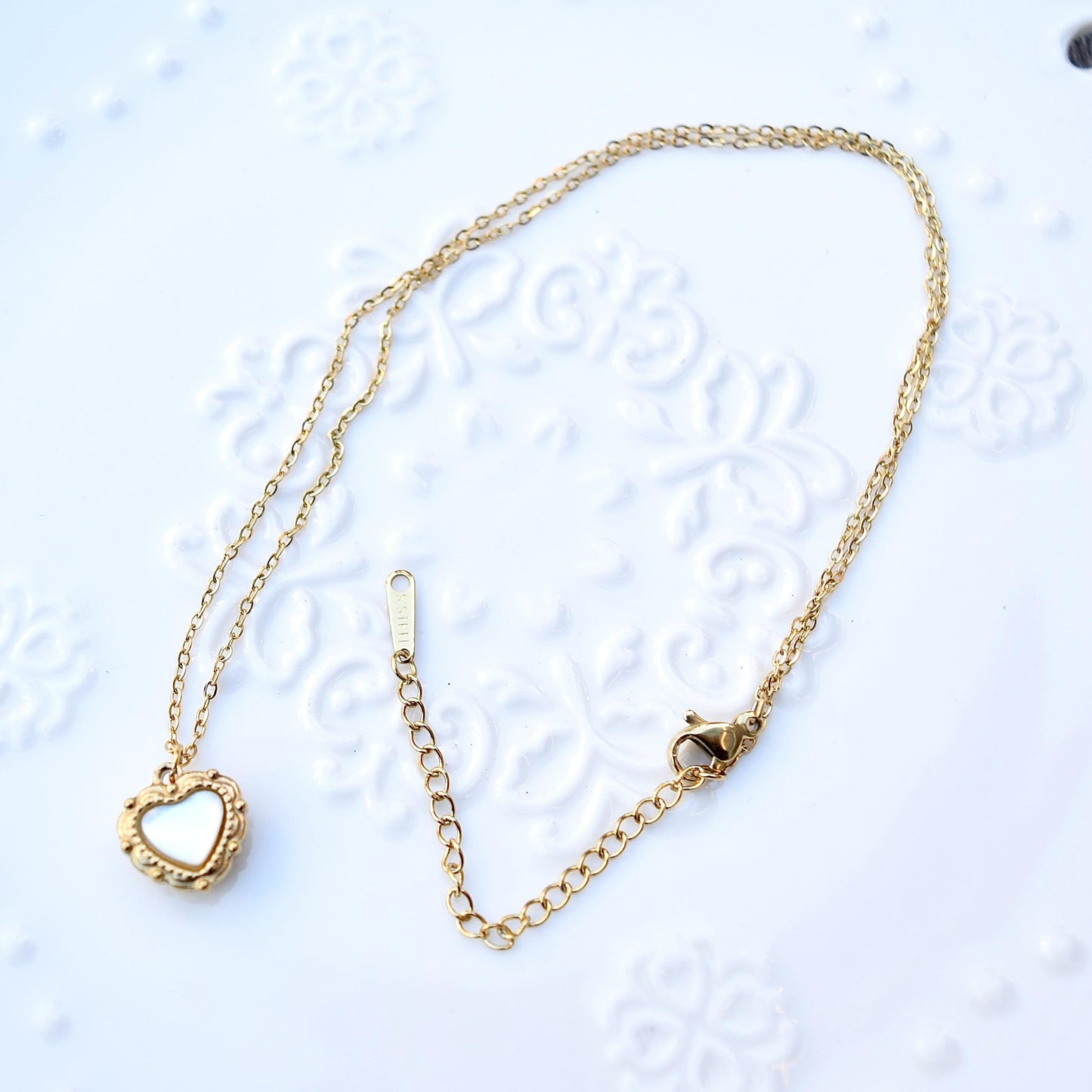 Shell Butterfly Heart Charm Golden Necklace - Vintage Style