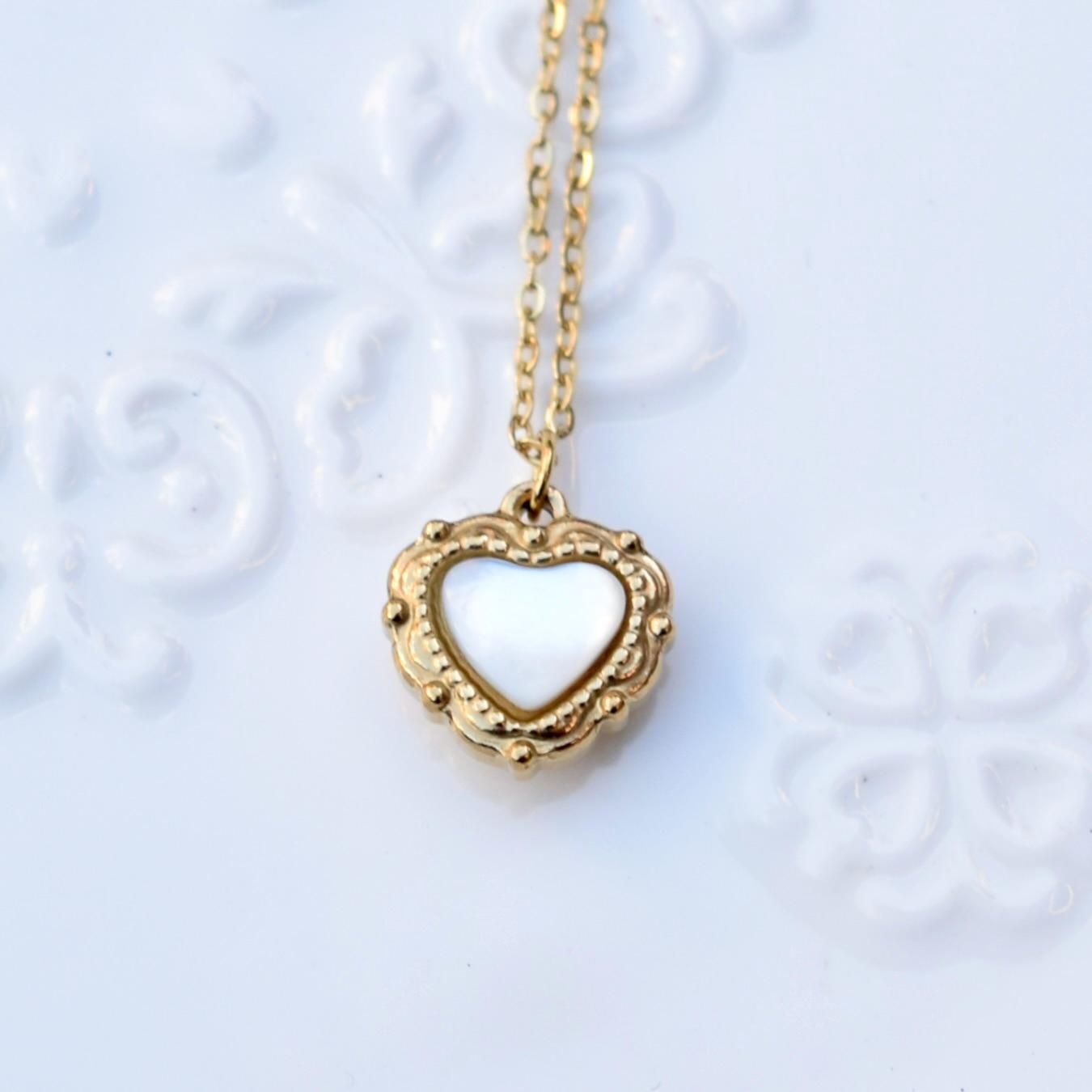 Shell Butterfly Heart Charm Golden Necklace - Vintage Style
