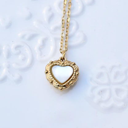 Shell Butterfly Heart Charm Golden Necklace - Vintage Style