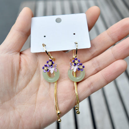 Green Peace Buckle Earrings - Jade Style Dangle Earrings