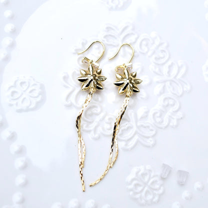 Red Flower Tassel Earrings - Asian Style Enamel Earrings