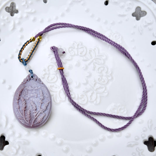 Purple Ocean Agate Pendant Rope Necklace - Lavender ｜ Phoenix ｜ Flora Lock