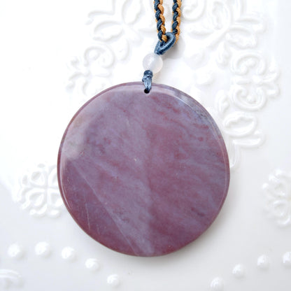 Purple Ocean Agate Pendant Rope Necklace - Lavender ｜ Phoenix ｜ Flora Lock