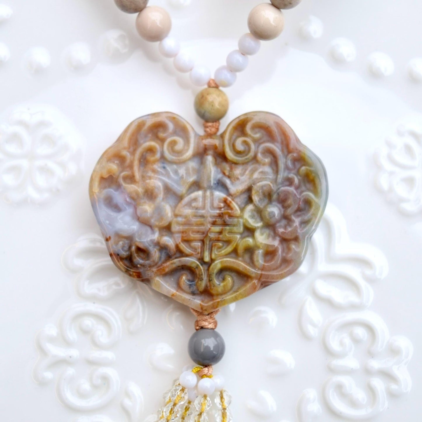 Purple Ocean Jasper Flora Lock Necklace