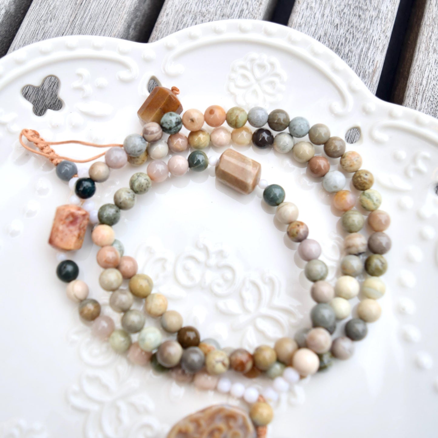 Purple Ocean Jasper Flora Lock Necklace