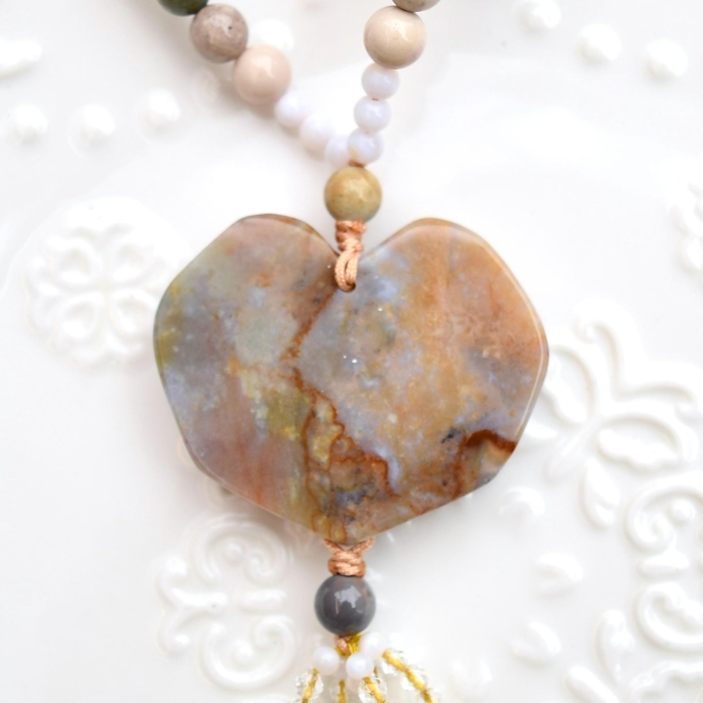 Purple Ocean Jasper Flora Lock Necklace