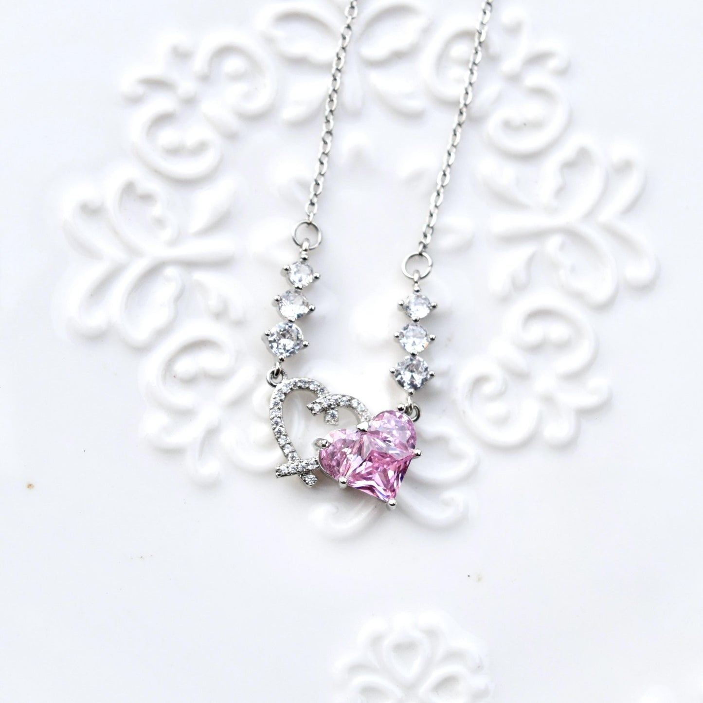 Pink Purple Flower Pendant Necklace - Stainless Steel Necklace