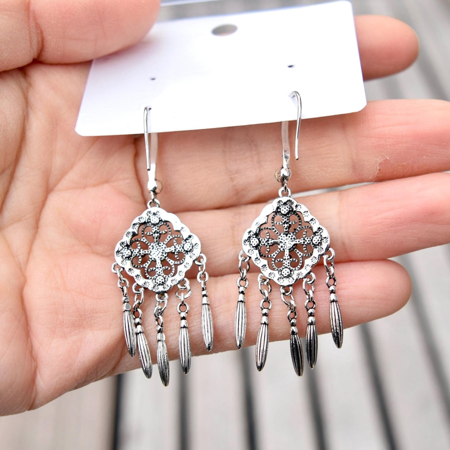 Dreamcatcher Green Crystals Earrings - Vintage Style Earrings