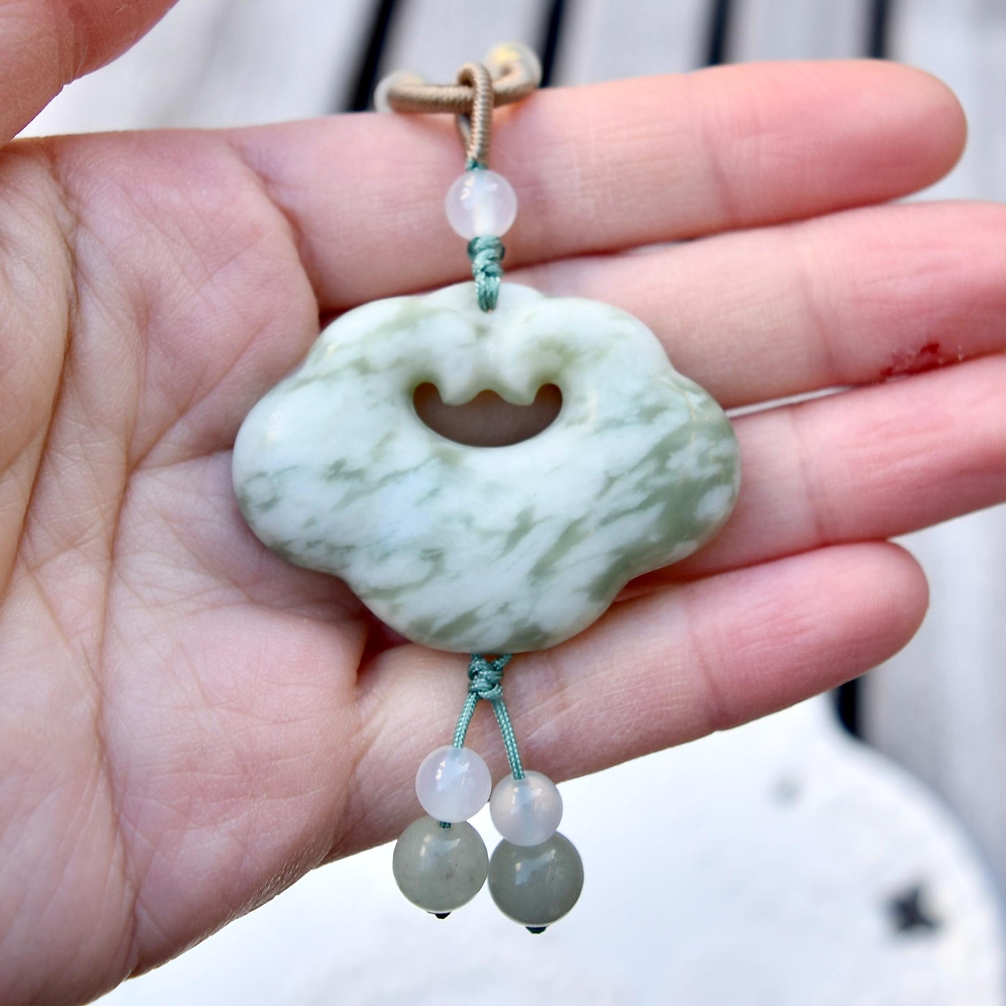 Ruyi Cloud Lock Jade Pendant Necklace - 如意祥雲锁