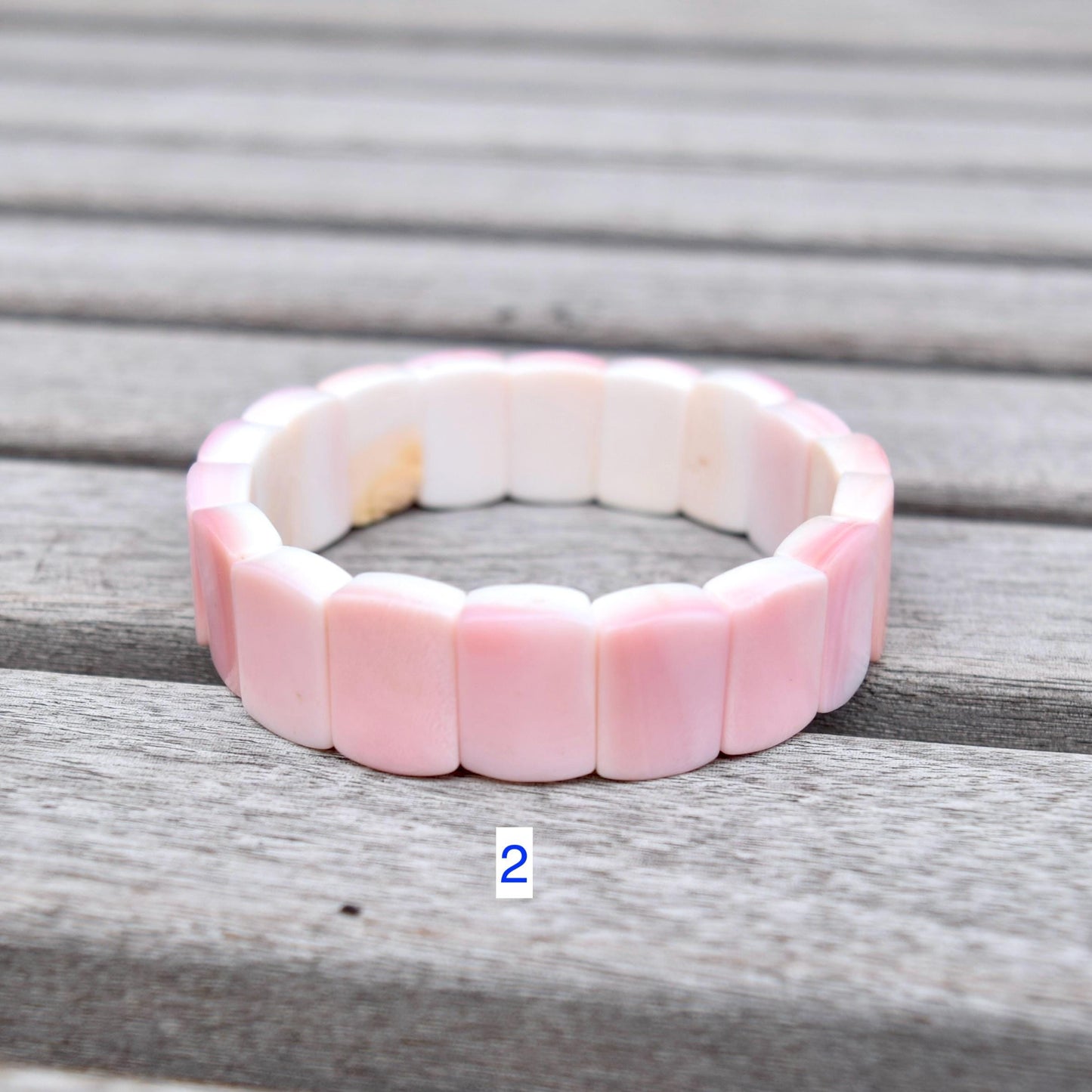 Pink Queen Conch Faceted Rectangle Beaded Bracelet - Stretchy Bracelet