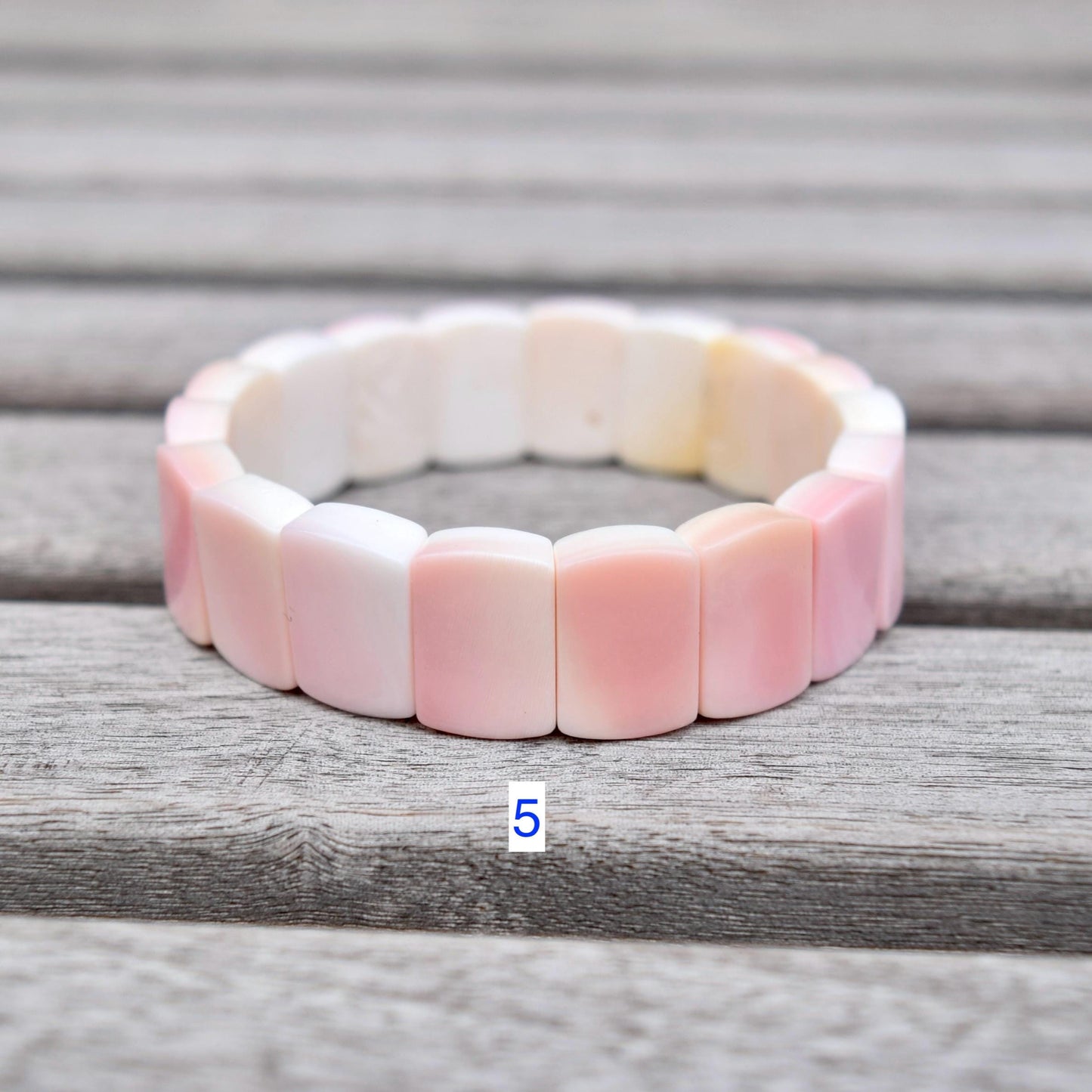 Pink Queen Conch Faceted Rectangle Beaded Bracelet - Stretchy Bracelet