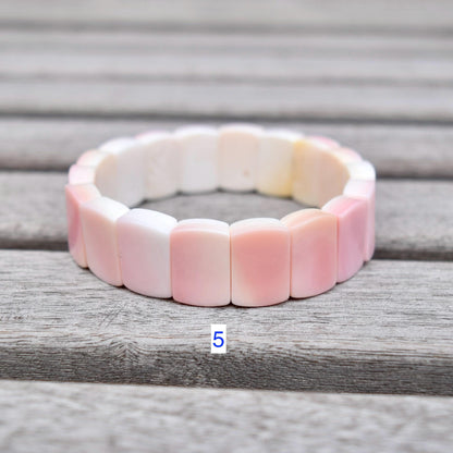 Pink Queen Conch Faceted Rectangle Beaded Bracelet - Stretchy Bracelet
