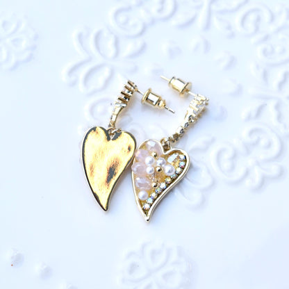 Pink Stone Heart Crystals Earrings