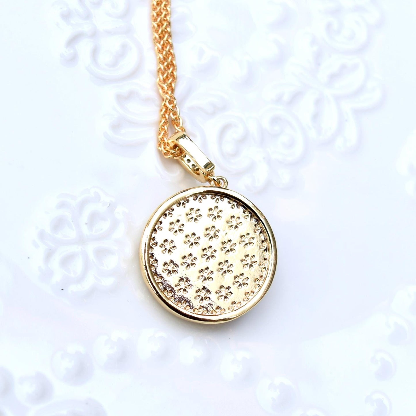 Enamel Pearl Flora Charm Necklace - Vintage Style