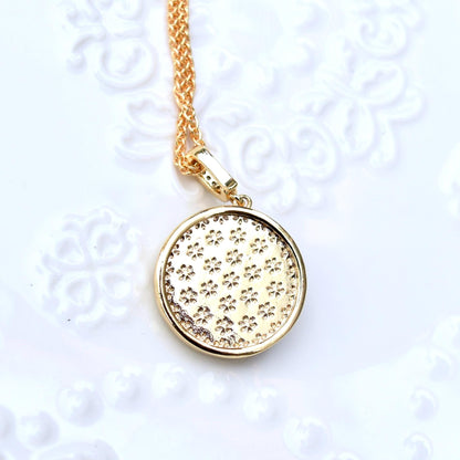 Enamel Pearl Flora Charm Necklace - Vintage Style