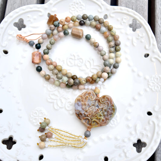 Purple Ocean Jasper Flora Lock Necklace