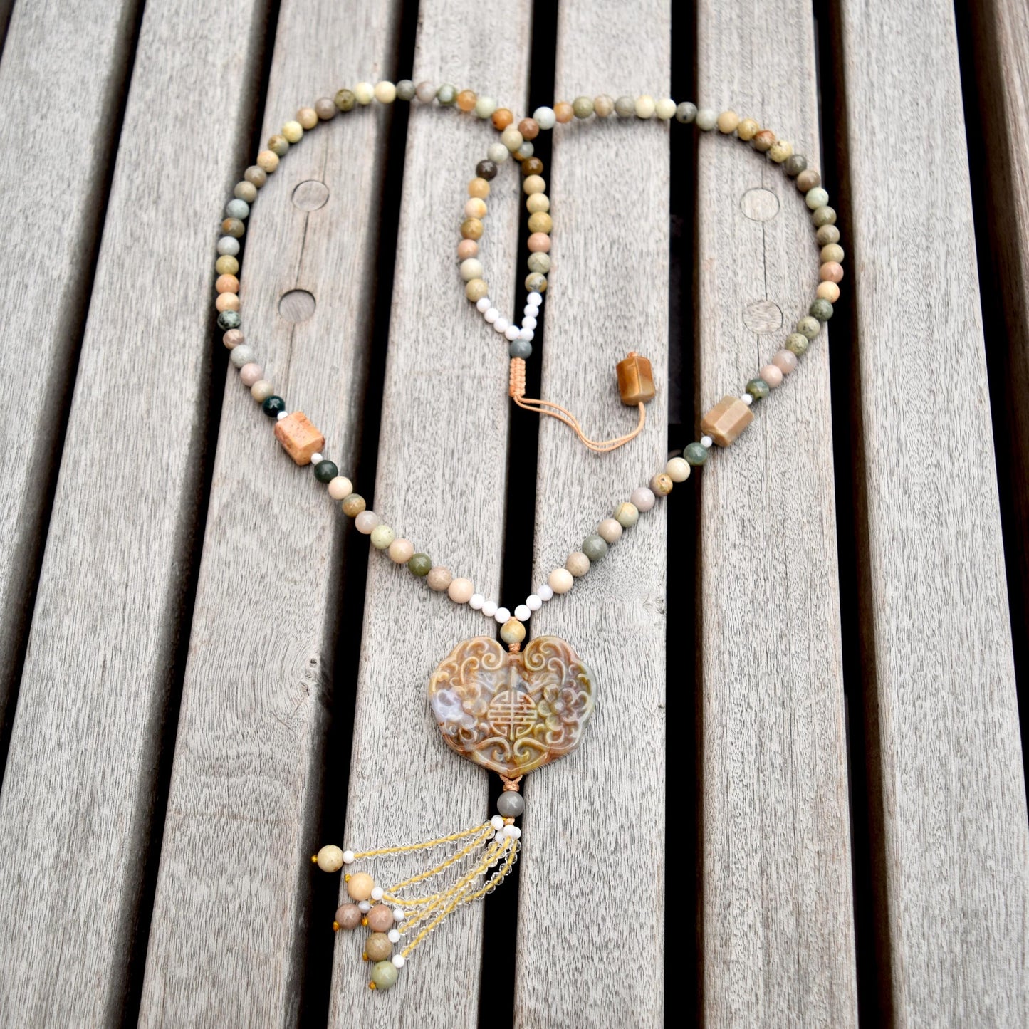 Purple Ocean Jasper Flora Lock Necklace