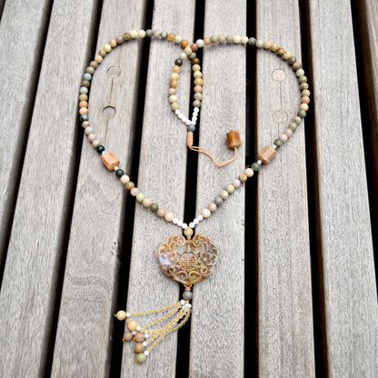 Purple Ocean Jasper Flora Lock Necklace