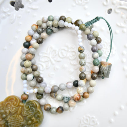 Green Ocean Jasper Flora Lock Necklace