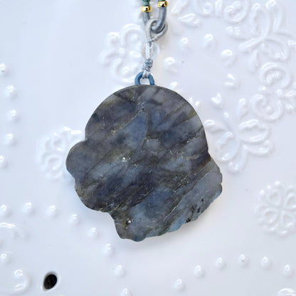 Labradorite Carved Castle Pendant Necklace