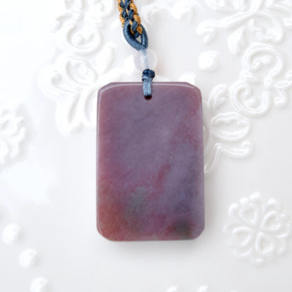 Purple Ocean Agate Pendant Rope Necklace - Peony ｜ Dragon