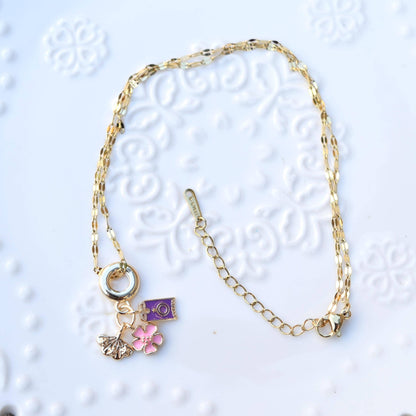 Travel Enamel Charms Necklace - Oil Painting Style