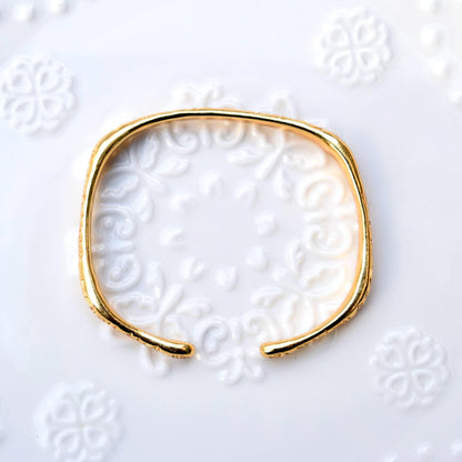 Golden Hundred Blessings Square Bangle - 百福鐲 - Chinese Bangle