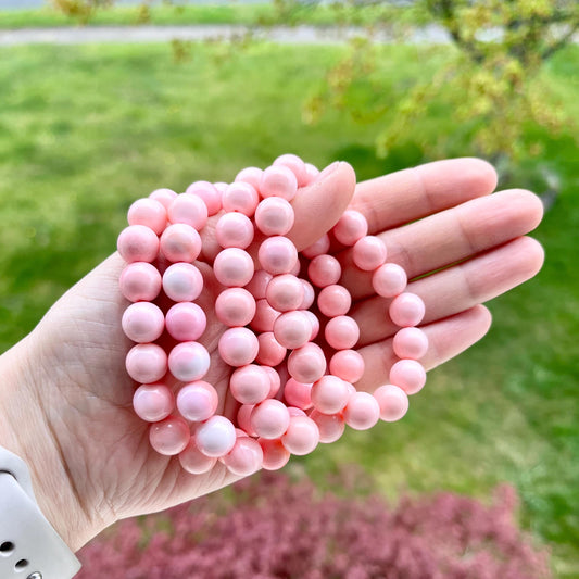 8 9 10 mm Queen Conch Beaded Bracelet - Stretchy Bracelet
