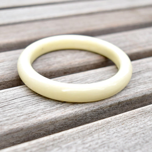 56.5 mm- Natural Xiu Jade Bangle Bracelet - White- Serpentine Jade