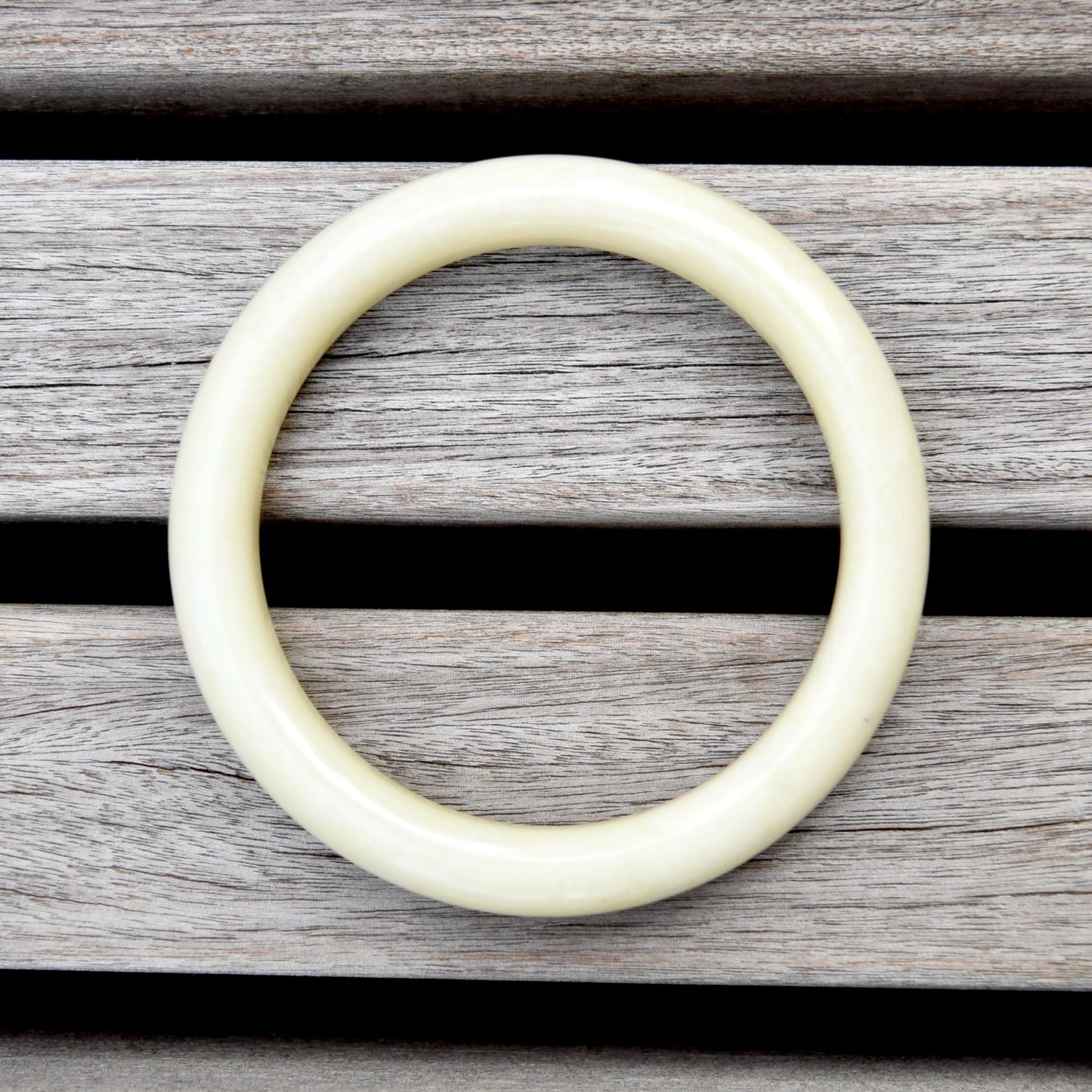 56.5 mm- Natural Xiu Jade Bangle Bracelet - White- Serpentine Jade