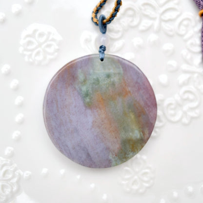 Purple Ocean Agate Pendant Rope Necklace - Butterfly ｜ Bird