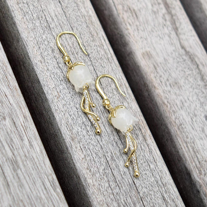 White Lily of the Valley Earrings - Jade Style Dangle Earrings