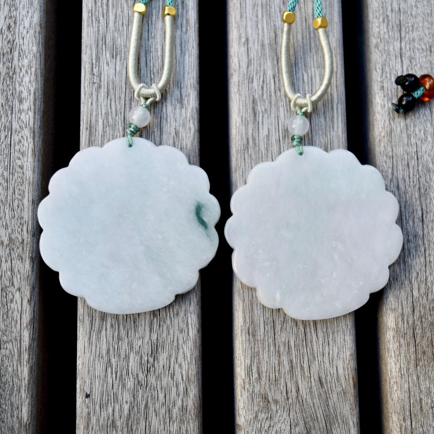 Jadeite Peacock Pendant Rope Necklace - 天然翡翠