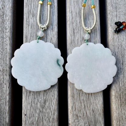 Jadeite Peacock Pendant Rope Necklace - 天然翡翠