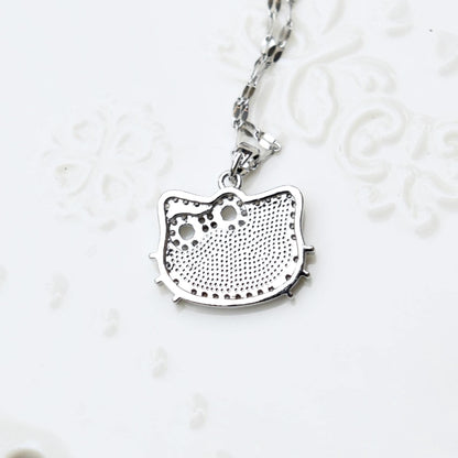 Shell Kitty Head Charm Golden Necklace - Vintage Style