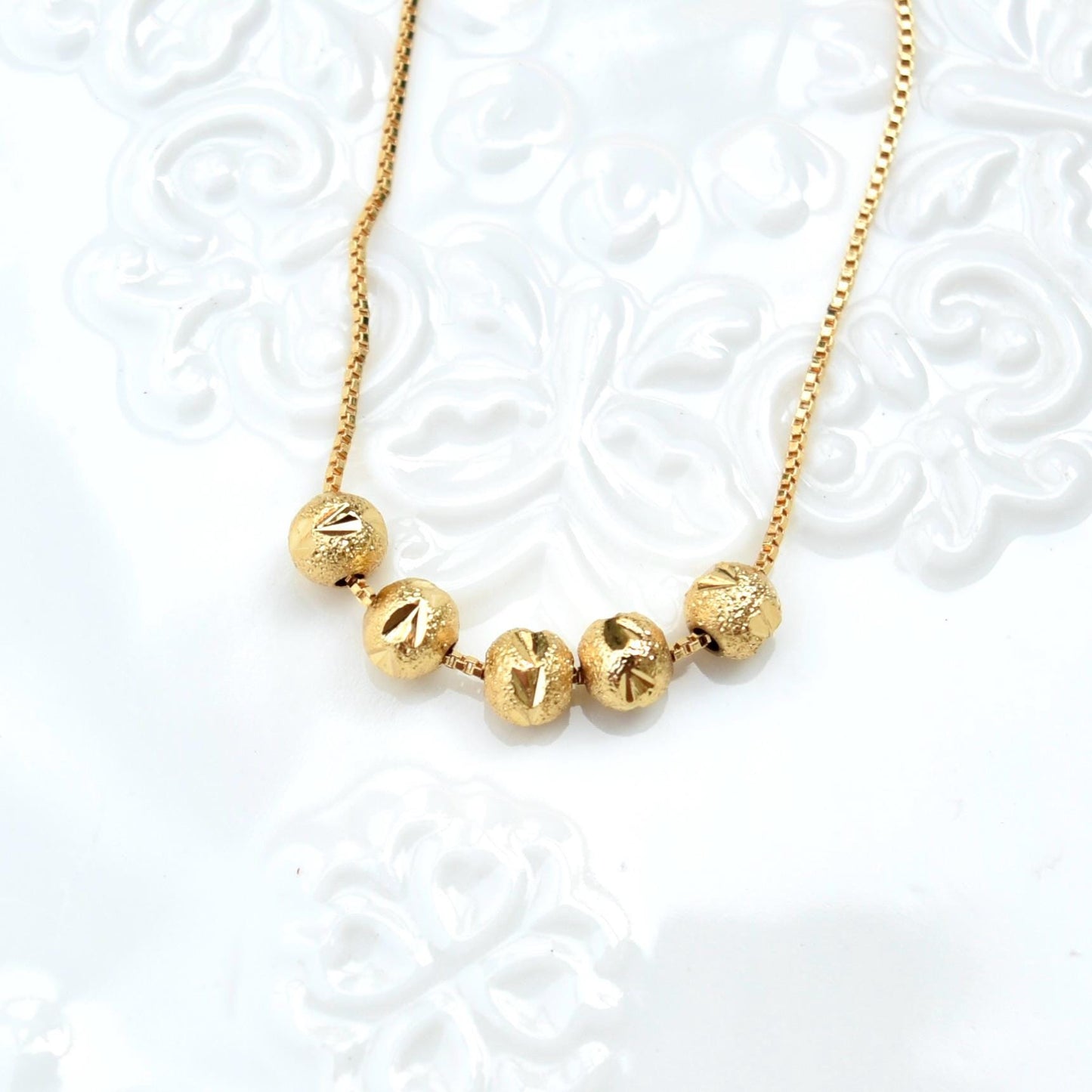 Pea Bamboo Fish Chinese Golden Charm Necklace - Stainless Steel