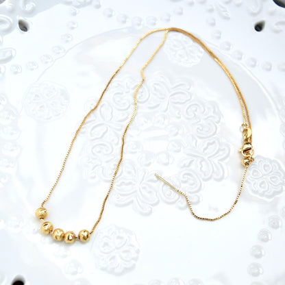 Pea Bamboo Fish Chinese Golden Charm Necklace - Stainless Steel