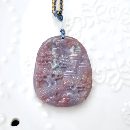 Landscape Rope Necklace - Purple Ocean Agate