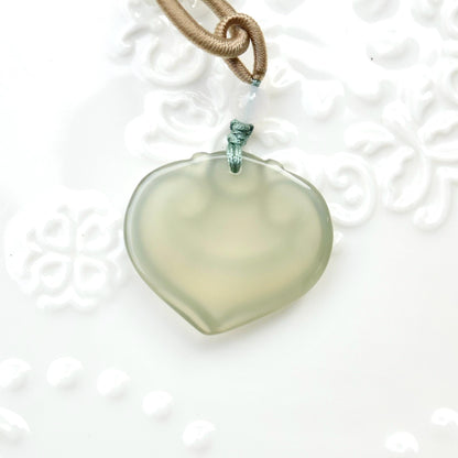 Agate Ruyi Lock Necklace- Green Agate Jade
