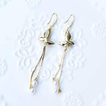 Purple Enamel Butterfly Tassel  Earrings